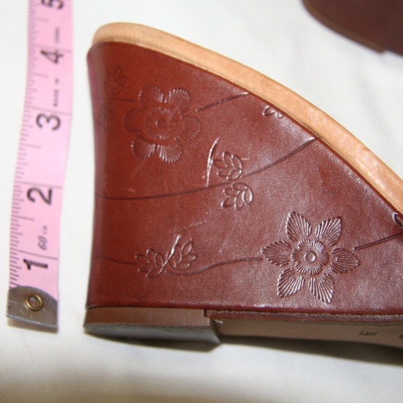 J Crew size 9 brown wedge slide mule heels sandals - Picture 2 of 4